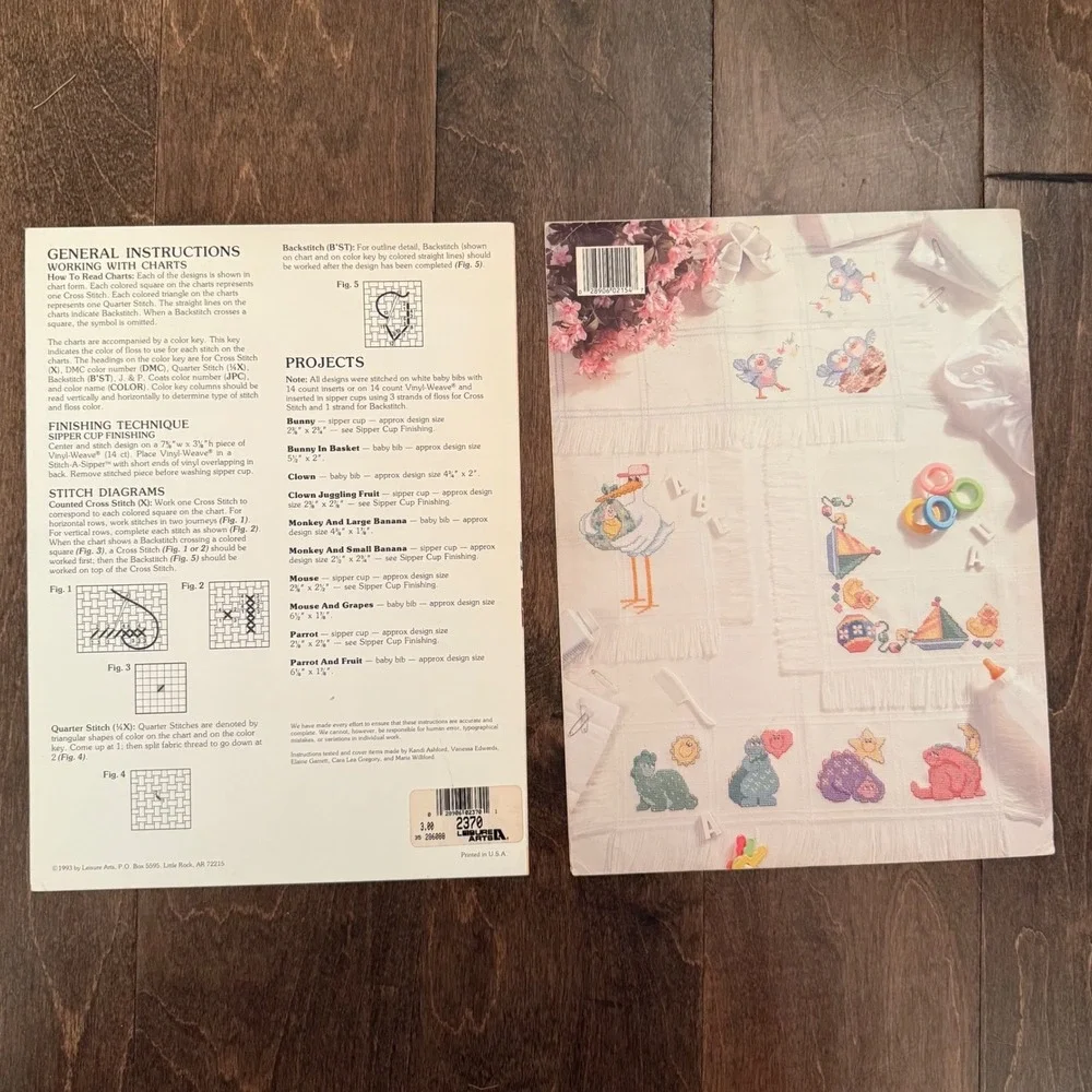 Vintage Baby Bib Cross Stitch Bundle Leisure Arts Baby Cover-Ups‎ Bibs & Sips